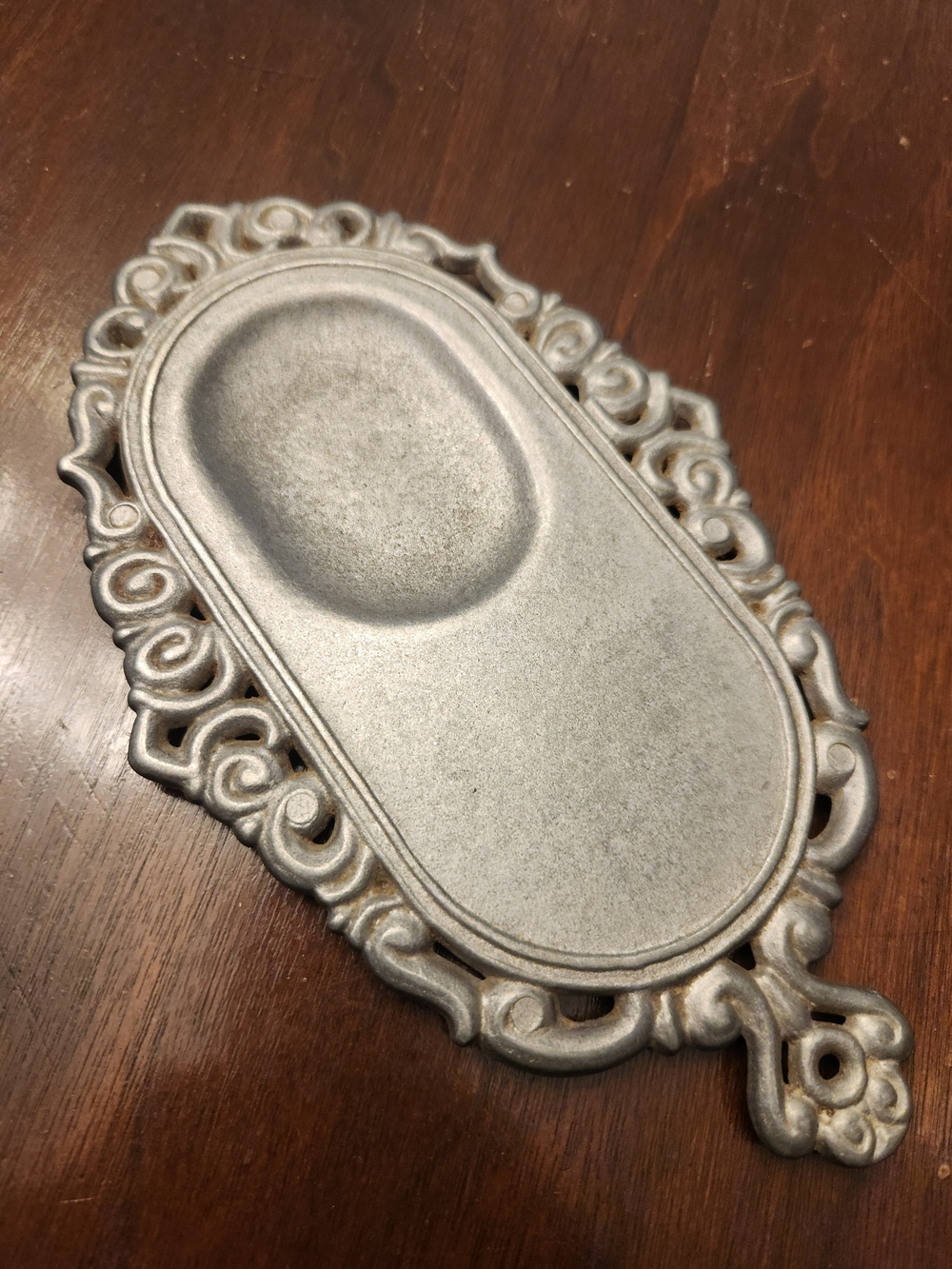 Decorative Ornate Spoon Rest in Antique Silver Finish